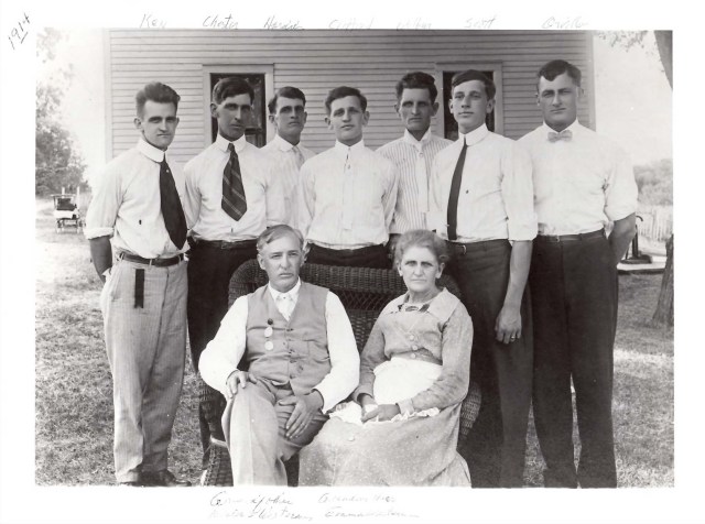 Walter and Emma with 7 sons